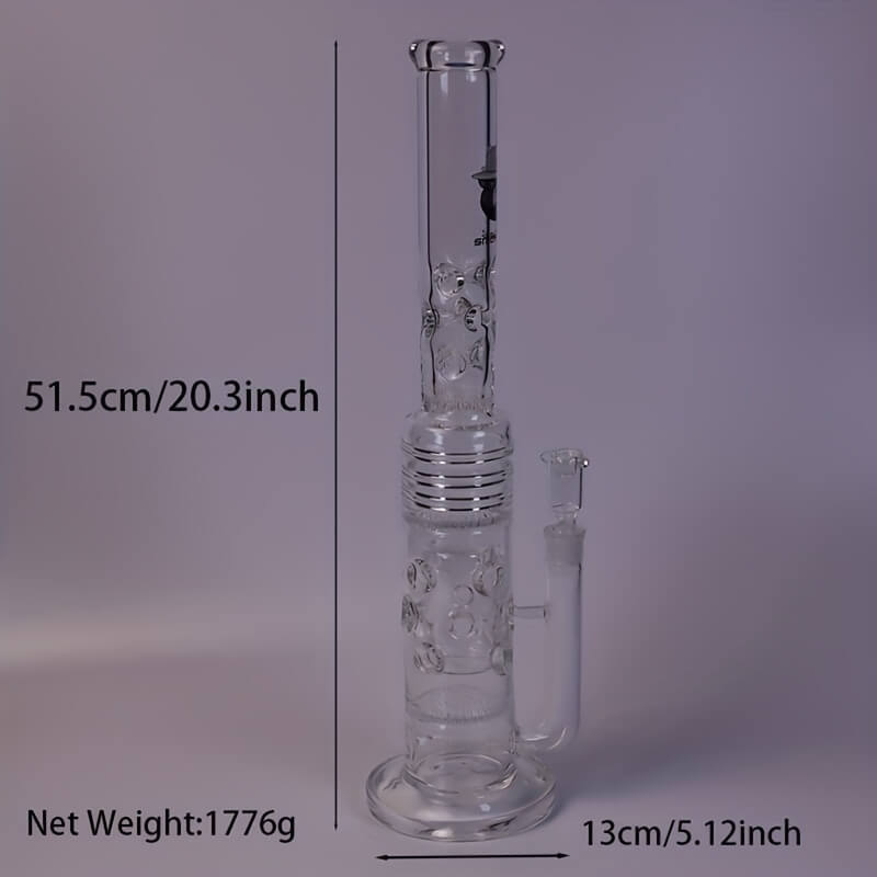 Tall 19.5" Multi-layer Filter Thickened Gear Shaped Base High Borosilicate Glass Bong with 19 Female Joint 8