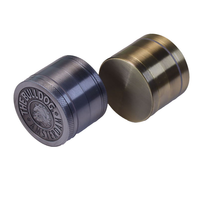 1.6 Inches 4 Layers Square Teeth Cylindrical Solid Embossed Puppy Top Zinc Alloy Spice Grinders