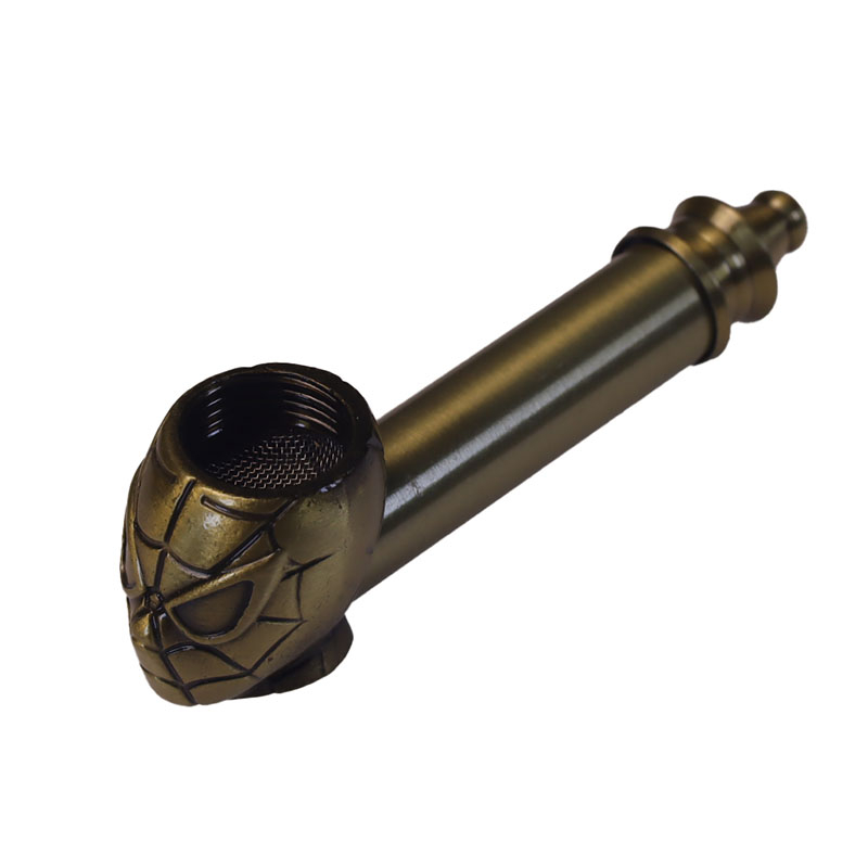 Length 3.5 Inches Bronze Antique Silver Spiderman Shaped Tobacco Pipes With Pipe Screen Pack and Stainless Steel Poker