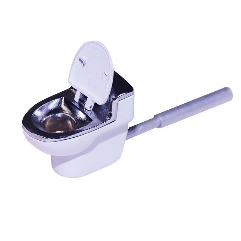 White Toilet Shaped Flip Top Removable Metal Tobacco Pipes With Pipe Screen And Poker