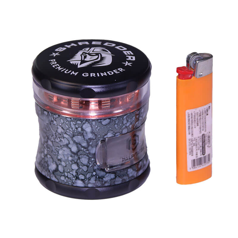 Herb Shredder 2.5 Inches Push Type Drawer Waist Shaped Imitation Wood Grain Visible Teeth 4 Layer Metal Weed Grinders With Gift Box