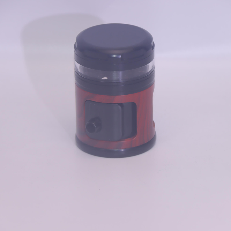 4 Parts Imitation Wood Bamboo Root Shape Metal Teeth Window Manual Switch Tobacco Pouring Cabin Vibrating Herb Grinder with Light
