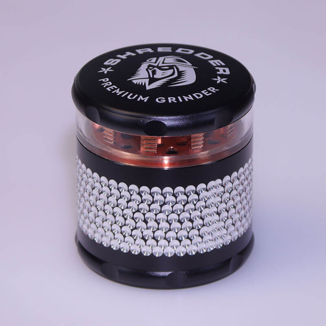 Herb Shredder 2.5 Inch Strong Magnetic Cover Cylindrical Metal Carved Aluminum Shell Visible Bamboo Strong Teeth Zinc Pepper Grinder With Gift Box