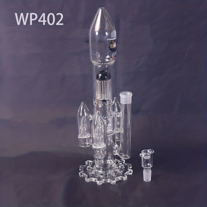 Tall 16" Rocket Shaped Multi Perculator Inside High Borosilicate Thickness Gear Shaped Base Glass Bongs with 19 Female Joint