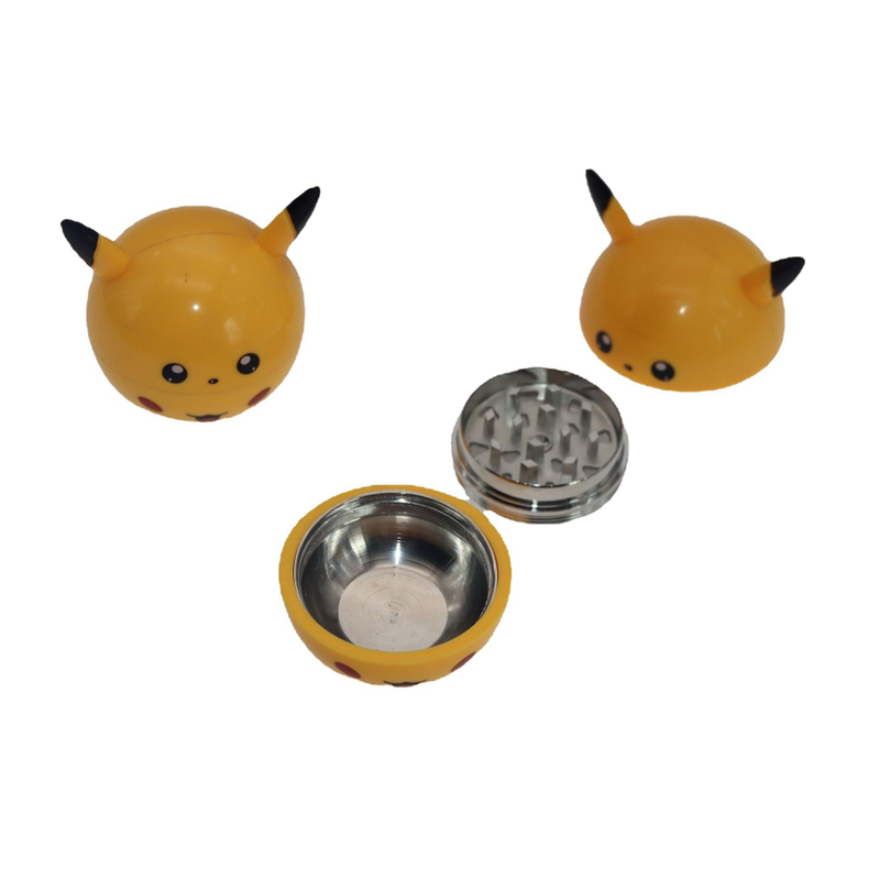 Tall 2.4" Cartoon Pokemon Pikachu Shaped 3 Parts Zinc Teeth Herb Grinder