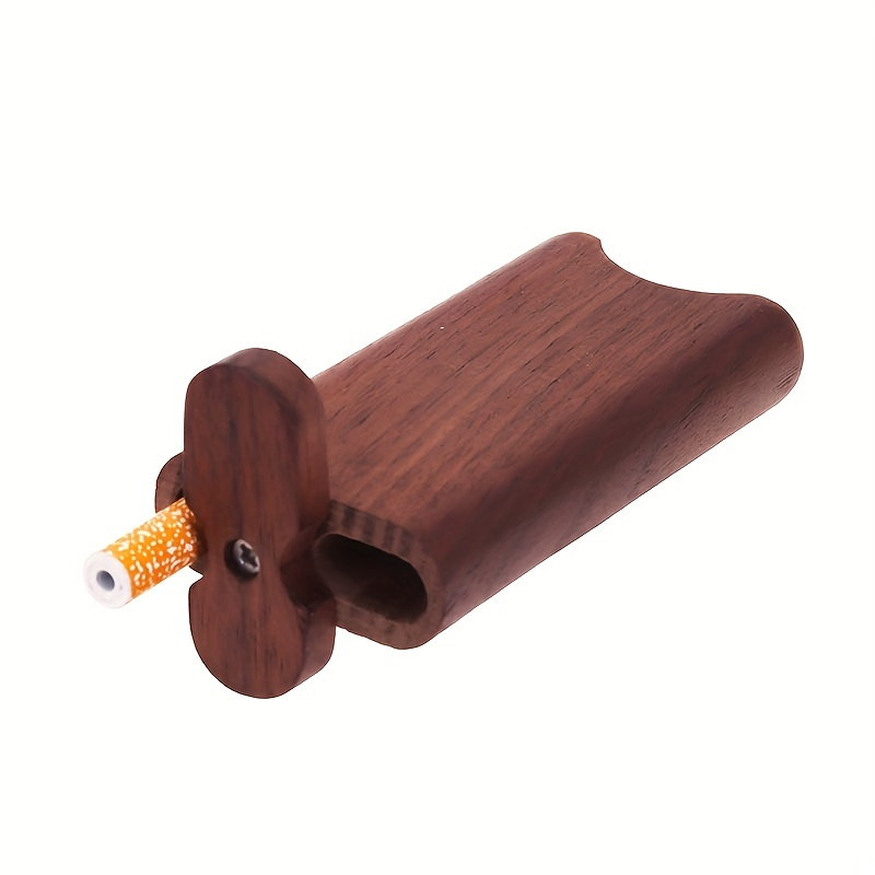 4 Inches Universal Twist Top 3" Cigarette Shaped Walnut Wooden Smoking Tobacco Dugout With Stainless Steel Poker
