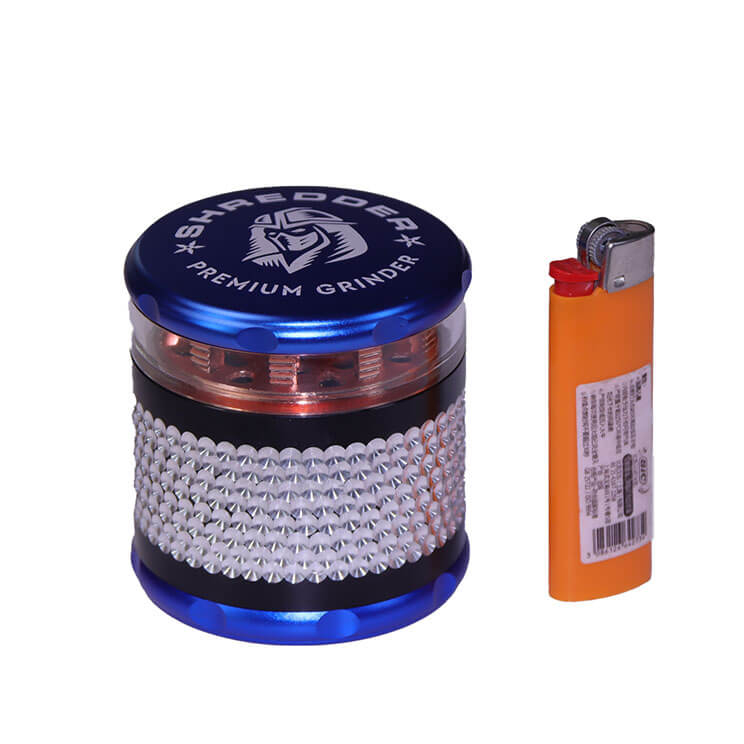 Herb Shredder 2.5 Inch Strong Magnetic Cover Cylindrical Metal Carved Aluminum Shell Visible Bamboo Strong Teeth Zinc Pepper Grinder With Gift Box