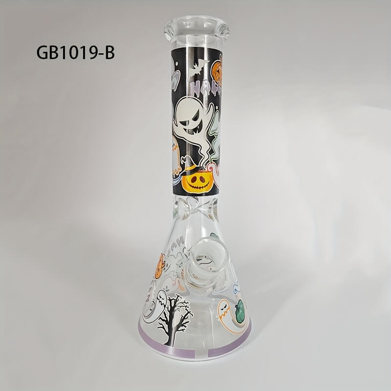 Tall 10" Hallowen Design Series Thickness 5mm High Borosilicate Beaker Glass Bong with 14 Female Joint