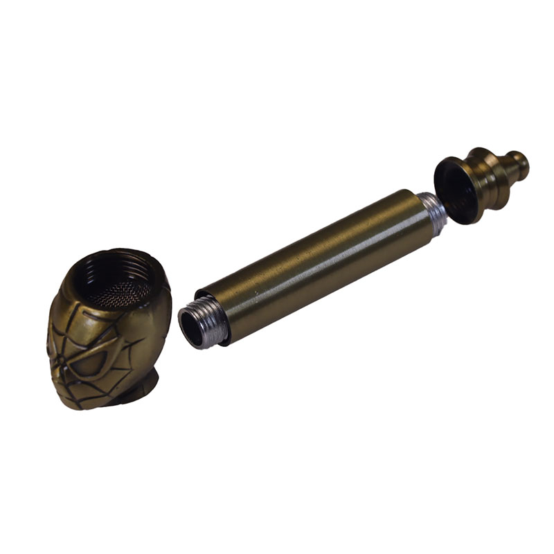 Length 3.5 Inches Bronze Antique Silver Spiderman Shaped Tobacco Pipes With Pipe Screen Pack and Stainless Steel Poker