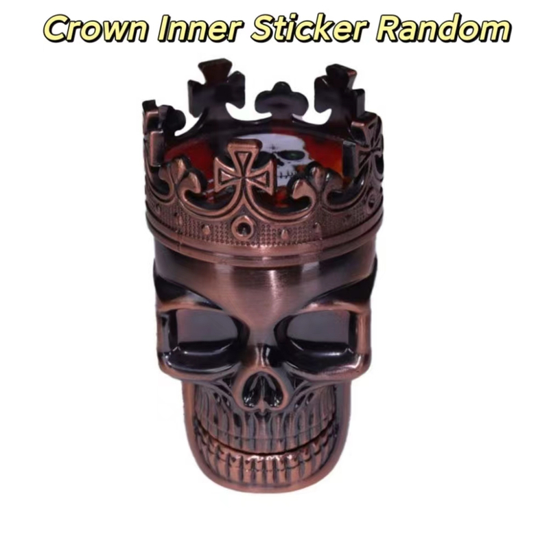 Movable Lower Jaw Tall 3.07 Inches 3 layers Crown King Skull Plastic Shell Metal Pyramid Teeth Weed Grinders