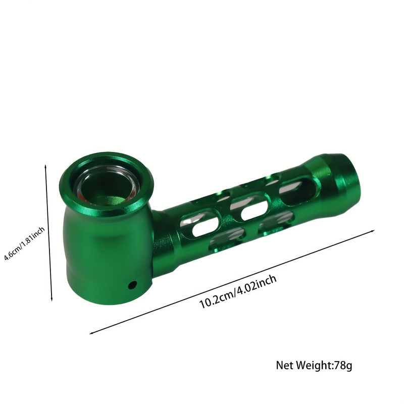4.13 Inch Multi Color Optional Removable and Easy-to-clean Explosion Proof Glass Core Hollow-carved Design Shaped Aluminum CNC Tobacco Pipes With Pipe Screens And Pipe Cleaners