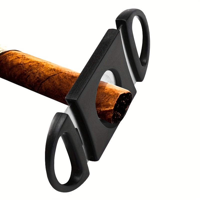 2 Pack 2.2CM 0.886 Inches Solid Black Color Double Side Blade Stainless Steel Cigar Cutters