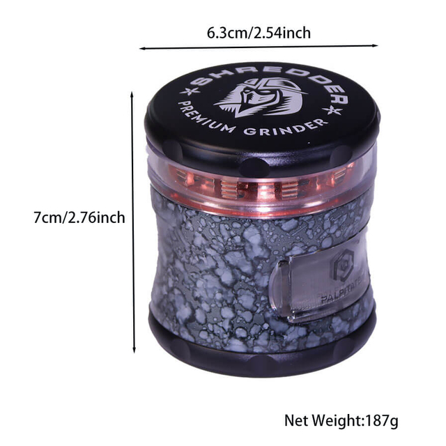 Herb Shredder 2.5 Inches Push Type Drawer Waist Shaped Imitation Wood Grain Visible Teeth 4 Layer Metal Weed Grinders With Gift Box
