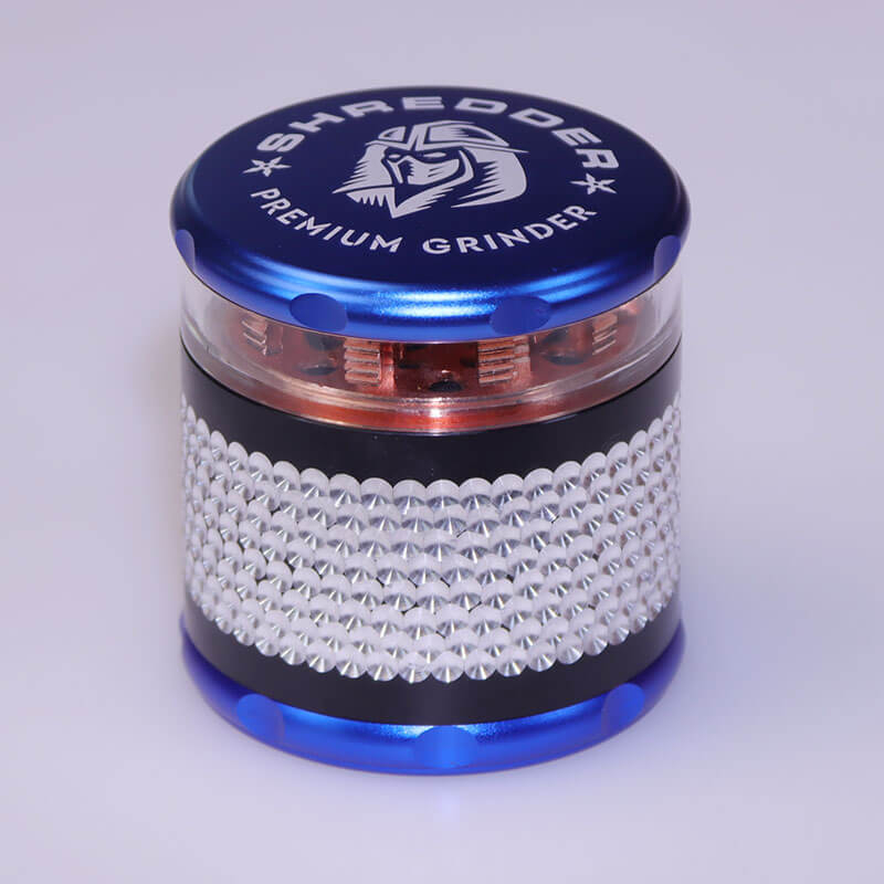 Herb Shredder 2.5 Inch Strong Magnetic Cover Cylindrical Metal Carved Aluminum Shell Visible Bamboo Strong Teeth Zinc Pepper Grinder With Gift Box