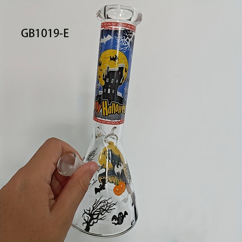 Tall 10" Hallowen Design Series Thickness 5mm High Borosilicate Beaker Glass Bong with 14 Female Joint