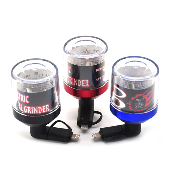 High Speed Rotating Motor 3 Heads Aluminum Electric Tobacco Grinders With Android Iphone Type C Plug