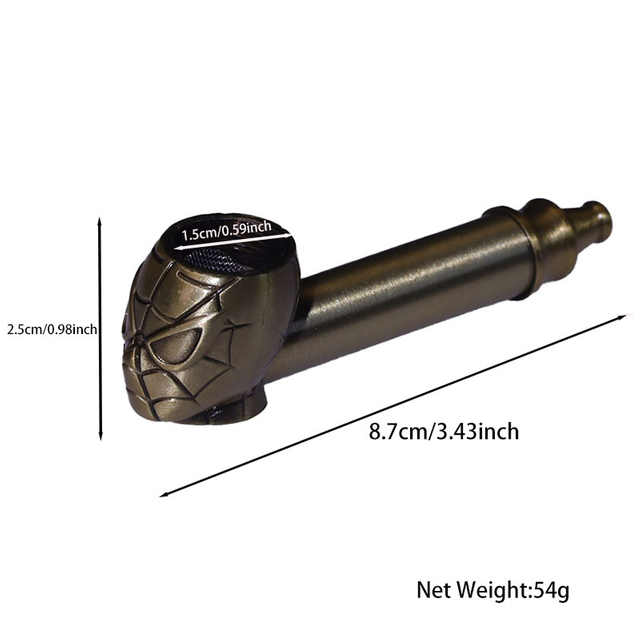 Length 3.5 Inches Bronze Antique Silver Spiderman Shaped Tobacco Pipes With Pipe Screen Pack and Stainless Steel Poker