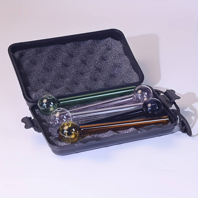 5 Pieces Per Pack Colorful 6 Inches Spherical Borosilicate Smoking Glass Oil Burners With Outdoor Shock Proof And Drop Proof Portable Plastic Box 