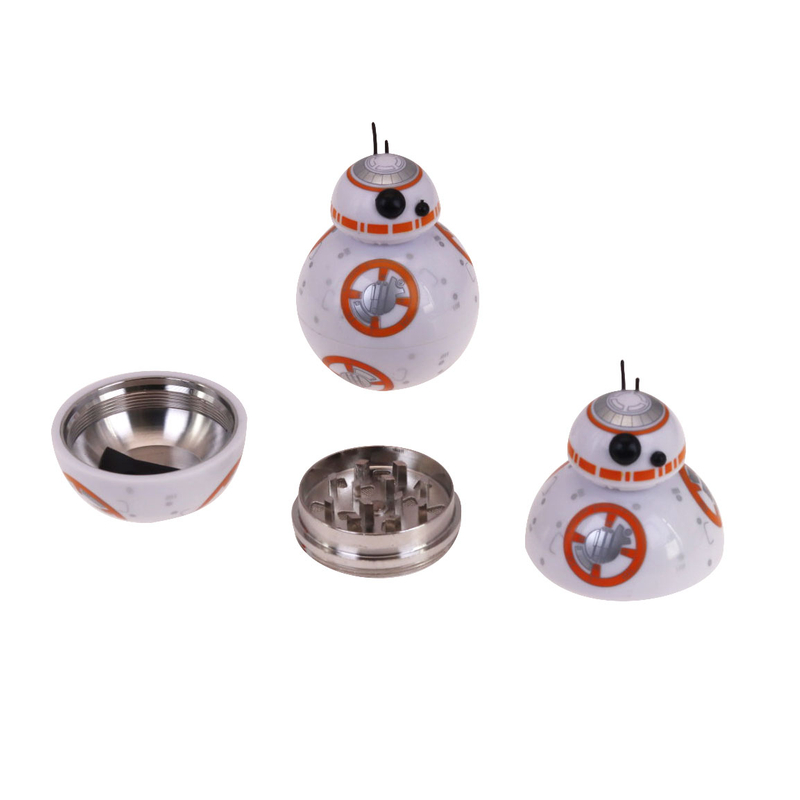Tall 2.87 Inches 3 layers Diamond Shaped Teeth Star Wars White Robot Shaped Zinc Alloy Herb Grinders