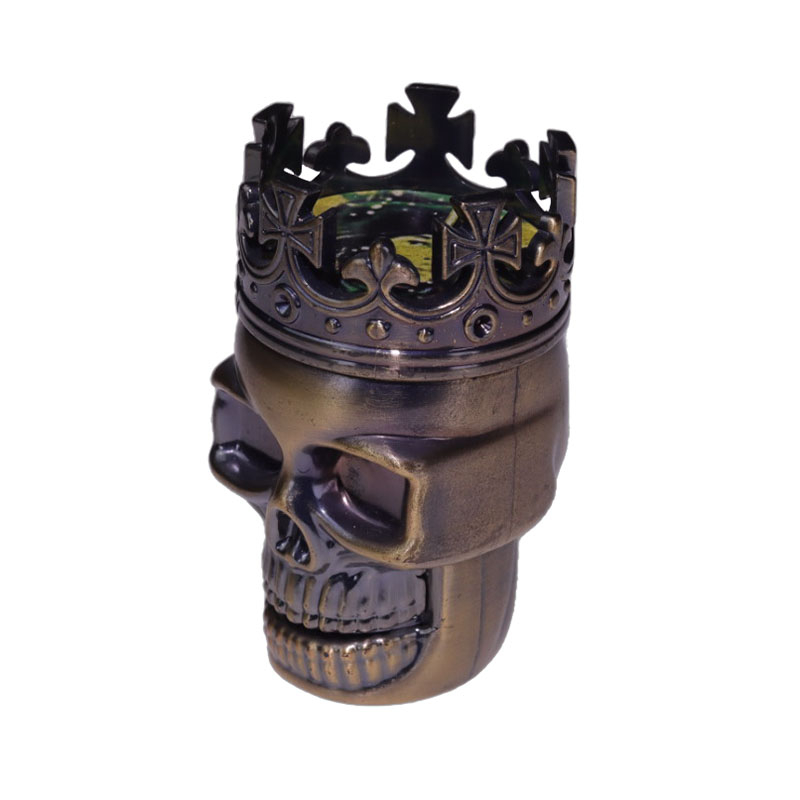 Movable Lower Jaw Tall 3.07 Inches 3 layers Crown King Skull Plastic Shell Metal Pyramid Teeth Weed Grinders