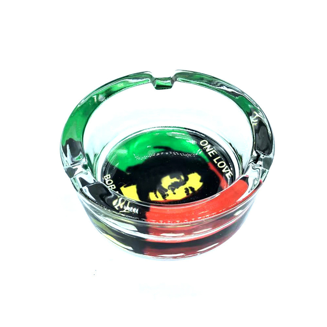 85MM Diameter Round Shape BOB Marley Glass Ashtray