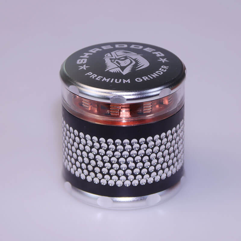 Herb Shredder 2.5 Inch Strong Magnetic Cover Cylindrical Metal Carved Aluminum Shell Visible Bamboo Strong Teeth Zinc Pepper Grinder With Gift Box
