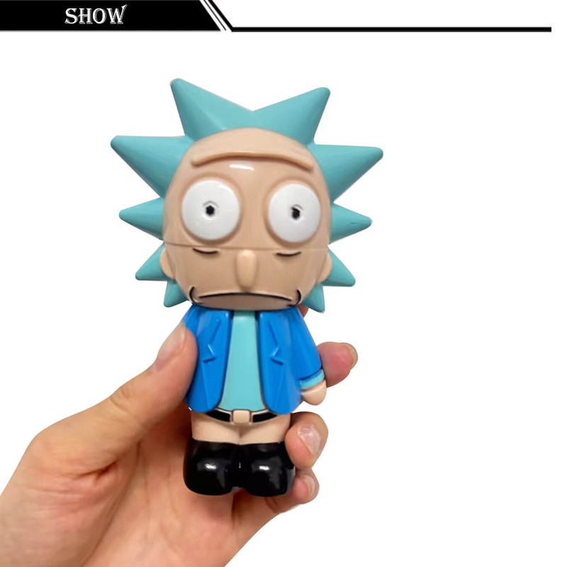 Big Chamber Rick Morty Shaped 3 Parts Herb Grinders; Cartoon Series Weed Grinders