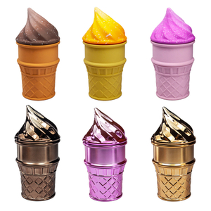 Small Size 4 Parts Big Chamber Ice Cream Cone Shaped Herb Grinders; Multi Color Ice Cream Shaped Spice Grinder