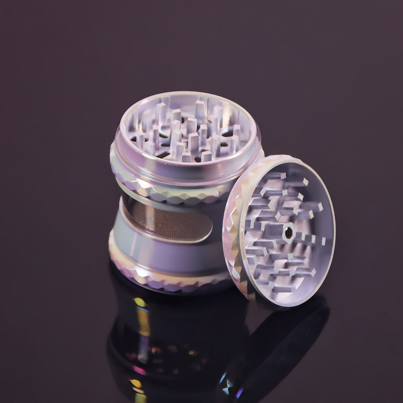​Metal Alloy 4 Layers Colour White With Window Portable for Smoking Tobacco Spice Grinder