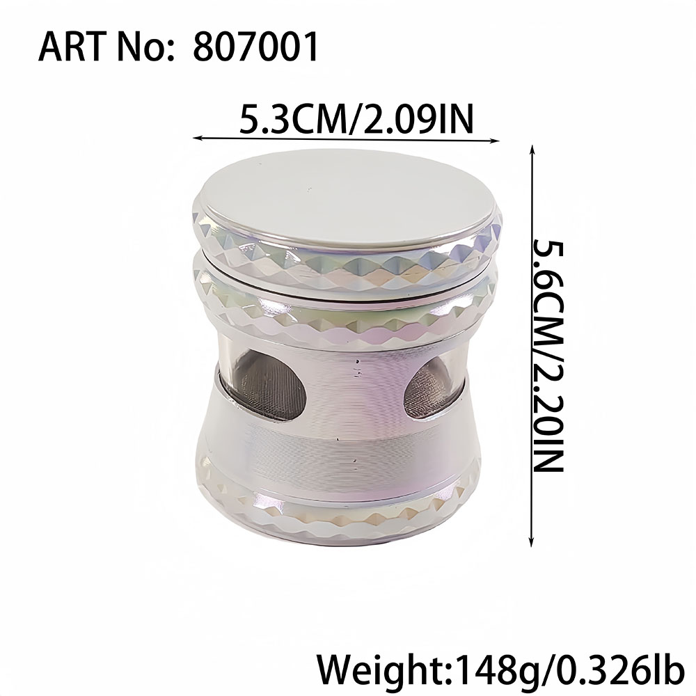 ​Metal Alloy 4 Layers Colour White With Window Portable for Smoking Tobacco Spice Grinder