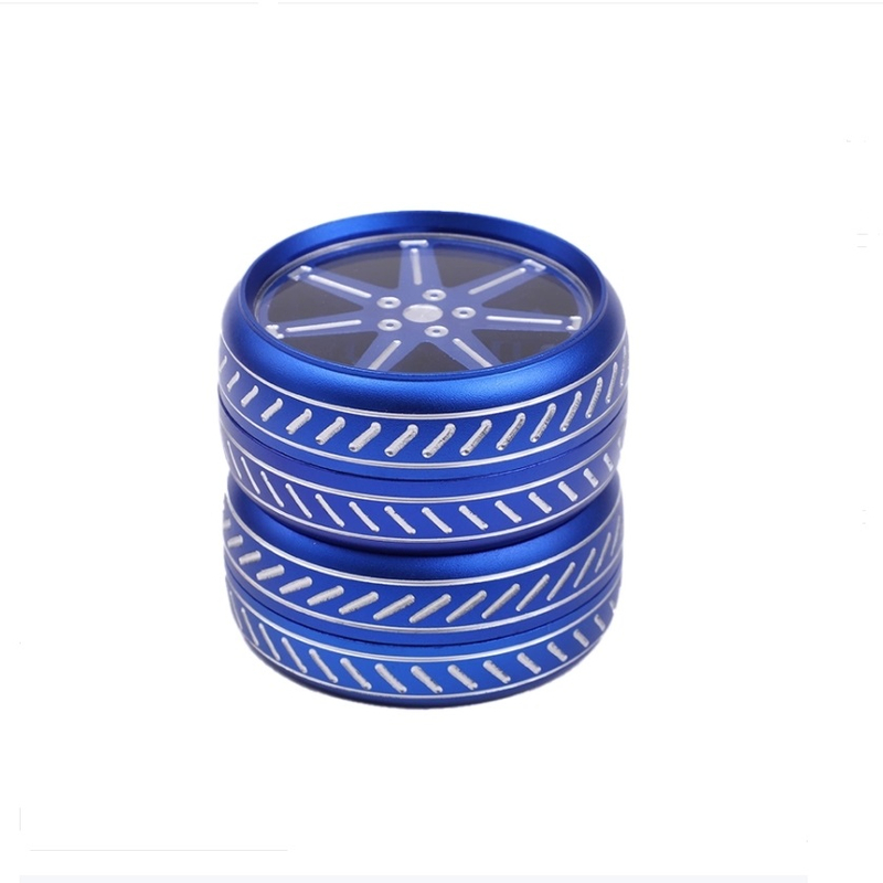 4 Parts Clear Top Tyre Shaped Aluminum Alloy Weed Grinders With Diamon Cut