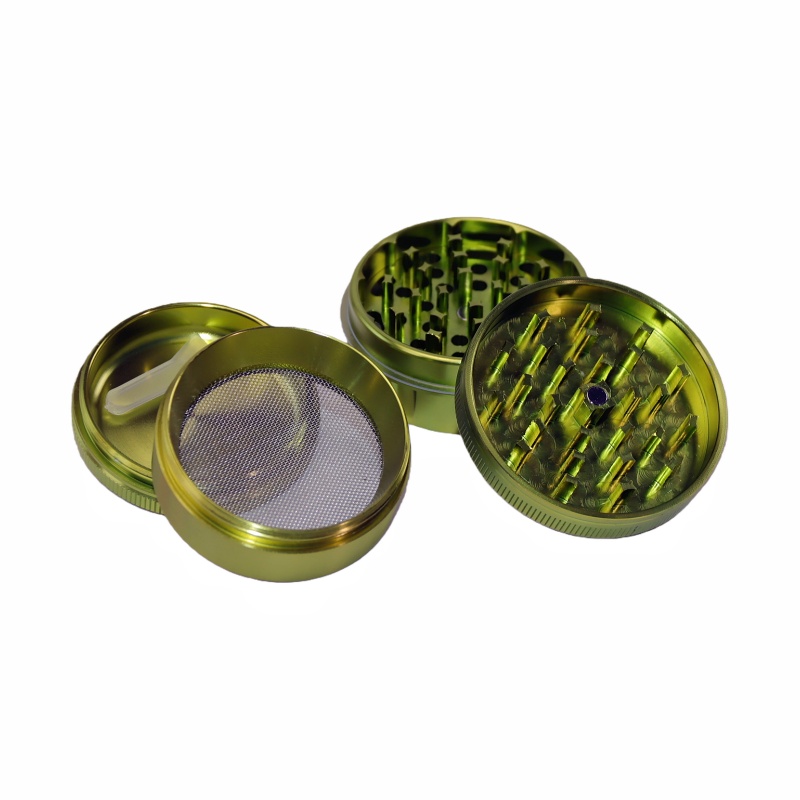 4 Pieces Cone Shaped Sunken Top Cap CNC Aluminum Herb Grinder With Pollen Catcher