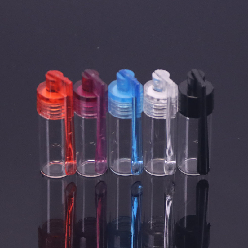 5 Pack Travel Spice Containers with Spoon Mini Bottle Spice Dispenser Glass Vial with Spoon Top Camping Outdoor Glass Set