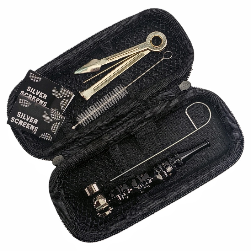 KT1006 Skull Design Metal Smoking Tobacco Pipe Smoking Accessories Kit 7 Pieces
