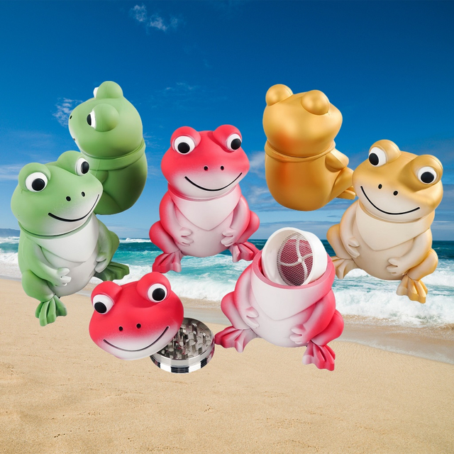 4 Pieces Colorful Frog Shaped Herb Grinder With Scraper Frog Spice Grinder Frog Weed Grinder