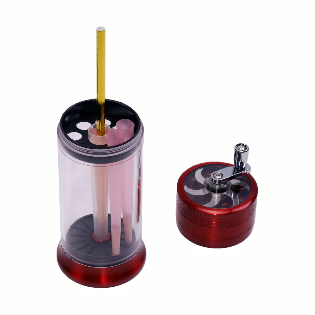 Hand Crank Conical Cigarette Tube Filling Grinder Transparent Top Cover Tobacco Grinder Filler 2-in-1 Manual Tobacco Grinding & Cone Filling Machine