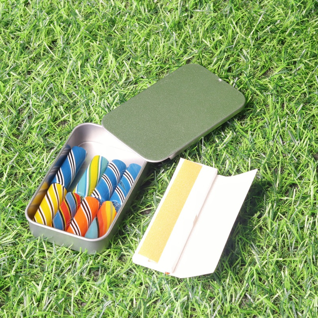 8 pcs 12mm 7 Holes Clear Glass Vortex Tips With Rolling Paper And Tin Box Kit Glass Vortex Tips Kit Glass Vortex Tips Bundles