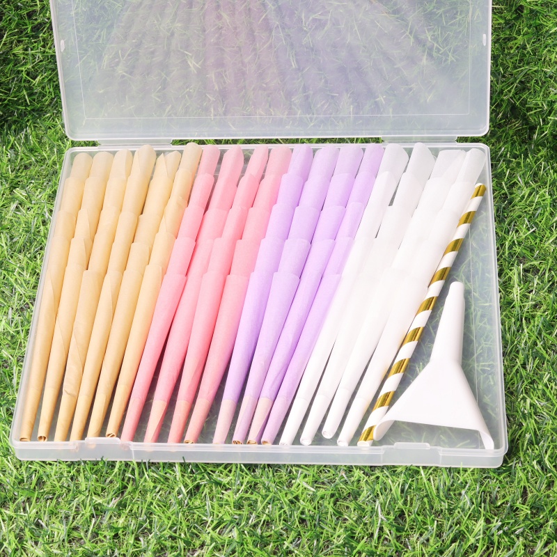 110MM Slow Burning Easy to Fill Natural Unbleached Paper Portable Pre-Rolled Cones Kit Pre-Rolled Cones (90 Count) 90-Piece Pre-Rolled Cigarette Cones Conical Rolling Paper Tubes