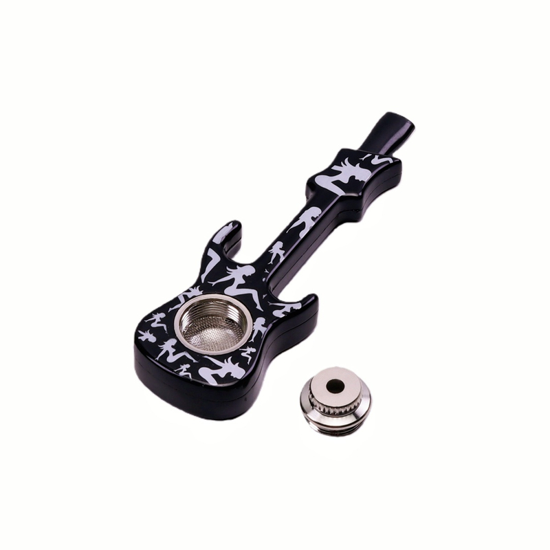 6 Pack Guitar Pipe Set Novelty Guitar Shaped Smoking Pipe Kit Portable Guitar Pipe Gift Set Guitar Style Tobacco Pipe Set