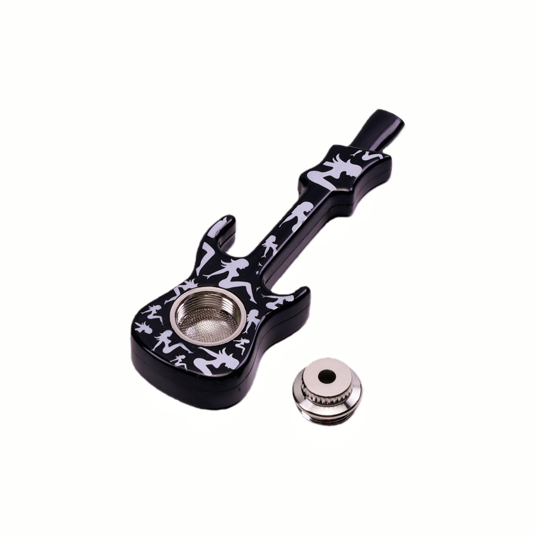 6 Pack Guitar Pipe Set Novelty Guitar Shaped Smoking Pipe Kit Portable Guitar Pipe Gift Set Guitar Style Tobacco Pipe Set