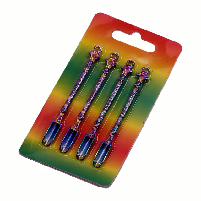 4 Pack Bling Rhinestone Decorated Mini Scoop Metal Mini Shovel Spoon Medicine Spoon Micro Debugging Shovel Dessert Salt Teaspoon Mini Powder Spoon Crystal Studded Powder Dispenser Spoon for Smoking