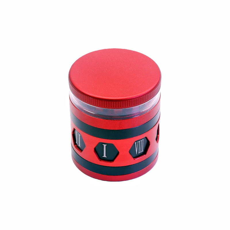 See Through 4 Parts 2.5" Aluminum Ajustable-Center Grinder With Interchangeable Arabic Capital Letters Rotate The Adjustable Center Ring Weed Grinder