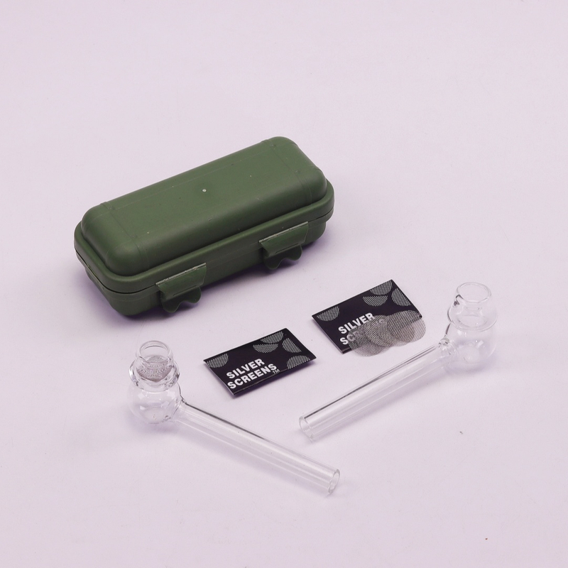 Premium Borosilicate Glass Pipe Dual-Use with Metal Mesh Screens Portable Clear Glass Pipe for Oil & Dry Herb Smoking Heat-Resistant Dual-Function Glass Pipe + Shatterproof Case For Smoking