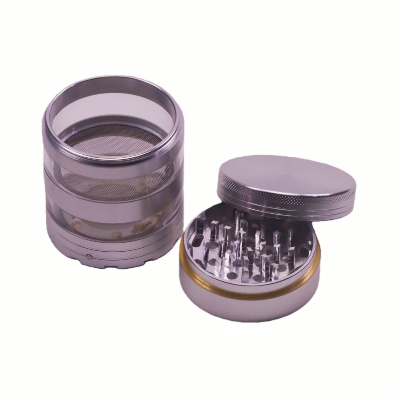 6 Pieces Diamond-Sharp Teeth Aluminum Alloy Portable Easy-Clean Design Durable Heavy Duty Top Herb Grinder Spice Mill with Transparent Storage Chamber for Weed