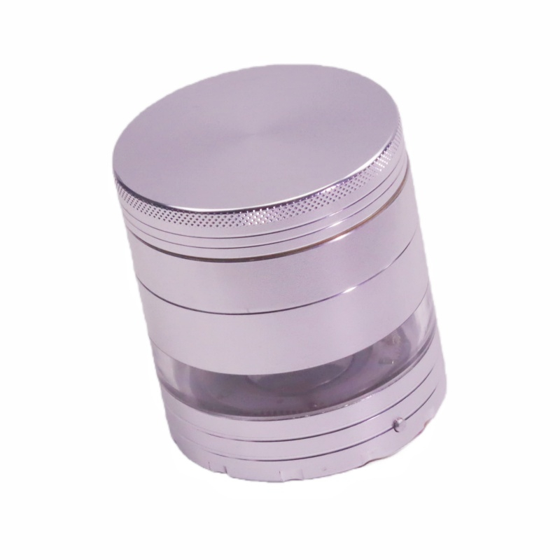 Durable Heavy Duty Solid Top 5 Pieces Diamond-Sharp Teeth Aluminum Alloy Portable Easy-Clean Design Weed Grinder With Flashing LED Light