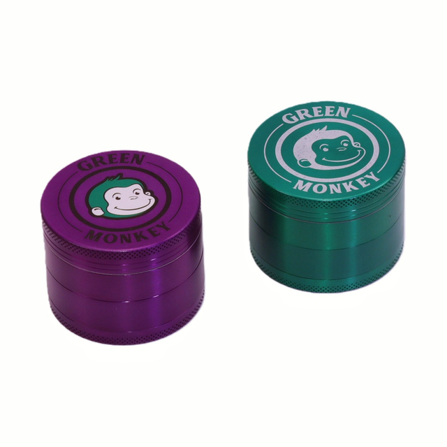 2.2" 4 Parts Zinc Green Monkey Herb Grinder Capuchin Grinder Kief Catch Herb Grinder Magnetic Lid Herb Grinder UKETA Herb Grinder