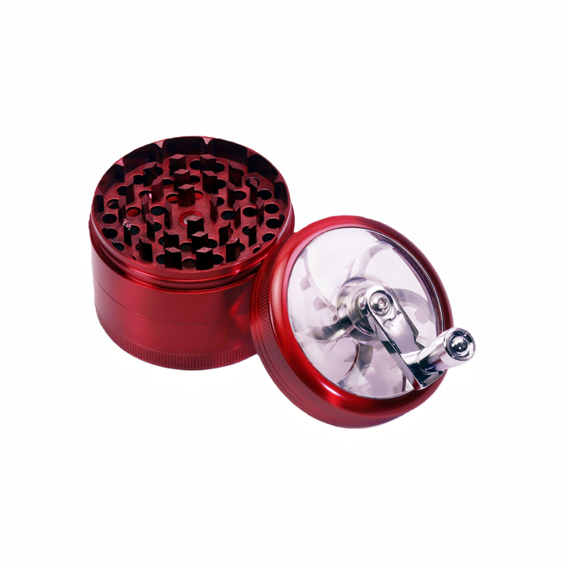2.5 Inches 4-Layers Hand Crank Herb Grinder with Clear Top Manual Hand Crank Weed Grinder Crank Handle Herb Mill Hand Crank Spice Grinder