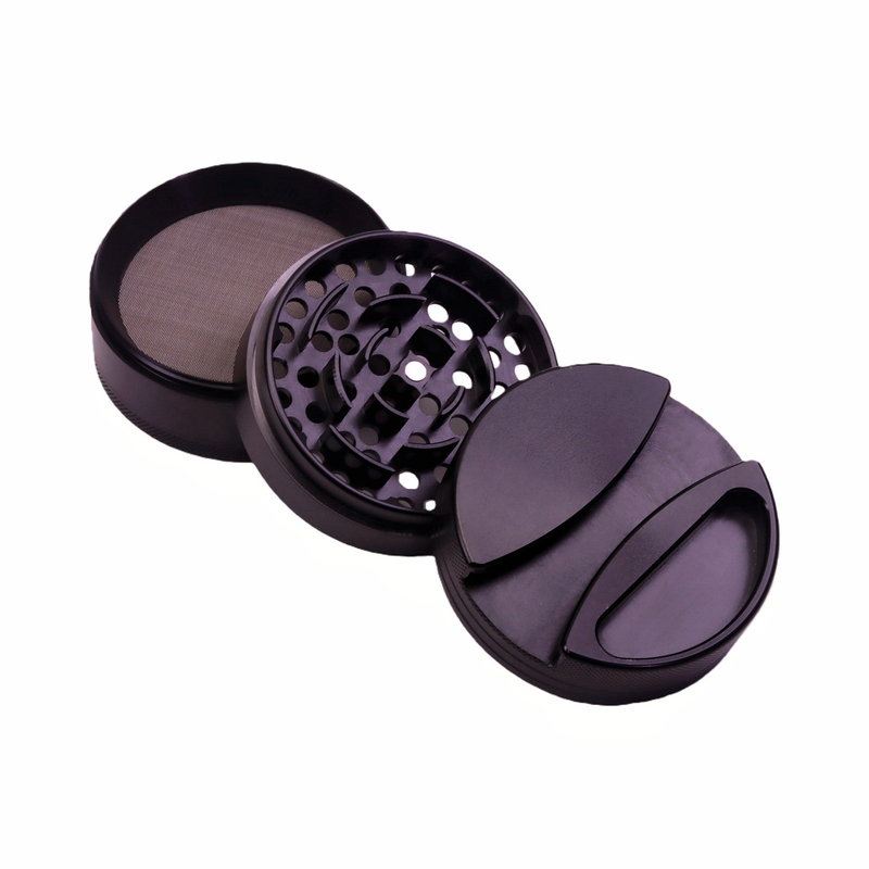75mm 3 inches 4 parts Durable Hard Top Rolling Paper Holder Black Aluminum Alloy Jumbo Herb Grinder for Marijuana