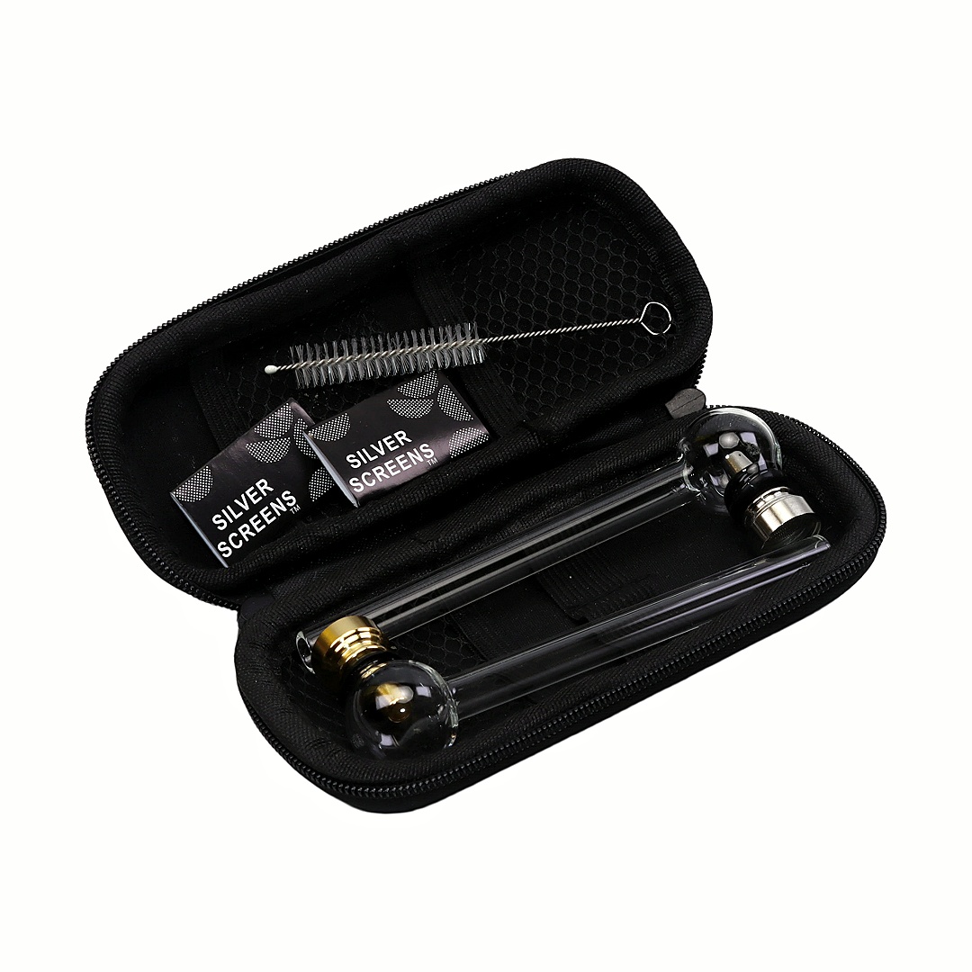 6PCS Double Use Smoking Pipe Set - Metal Pipe Bowl & Glass Stem For Dry or For Oil