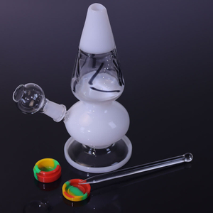 Portable Dual Use Glass Water Pipe for Weed Blue White Jade Free Dab Tool and Silicone Container Two-in-one Glass Bong Silicone Wax Jar Glass Dab Tool for Wax 